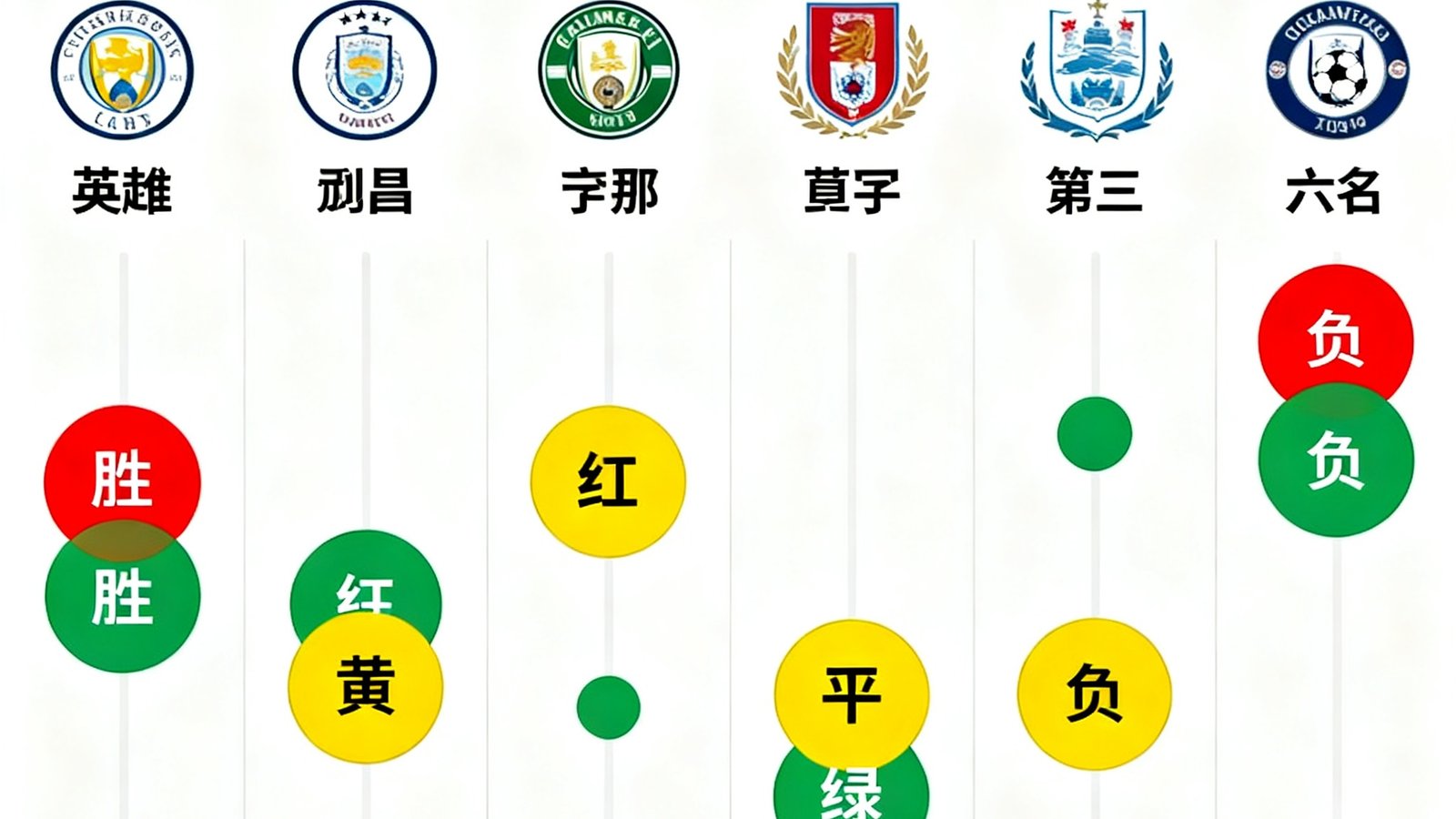 英超积分榜前六名及其近5场战绩趋势，用颜色标注胜平负